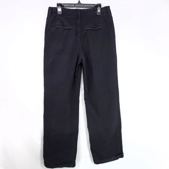 Free People Chino Pants Womens 26 Button Fly Cuff Hem Distress Black Trousers - Picture 2 of 16